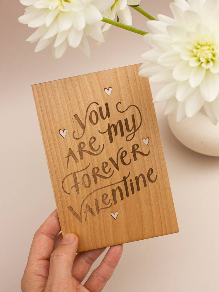 Forever Valentine Wood Card for wholesale by Hereafter