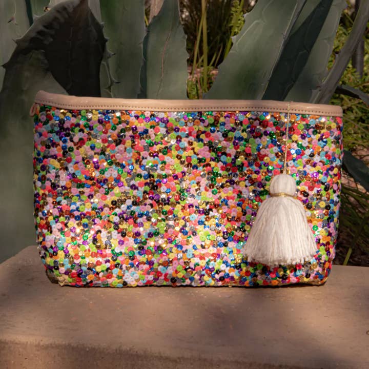 MIRAMAR Store - Wholesale Clutch - Dames - Straw Clutch Rainbow Pailletten, Clutch voor Bruiloft