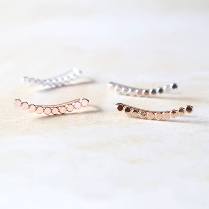 Blossom and Shine - Wholesale Ear Jackets/Climbers - Hammered Bar or Beaded Ear Climbers | Silver or Gold Filled1