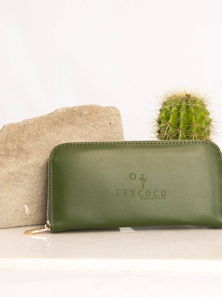 Cactus Leather "Manita" Vegan Wallet - Green for wholesale by Texcoco Collective