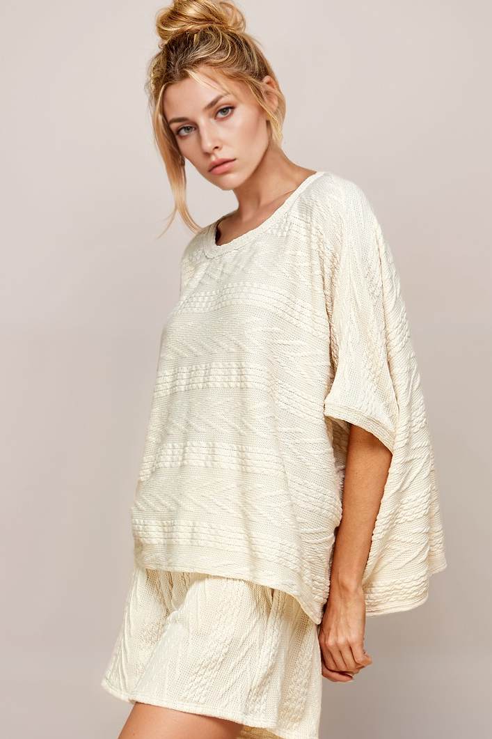 A.gain - Wholesale Knit Top - Women's - 10846SS614 - BOXY FIT HALF SLEEVE ROUND NECK TOP1