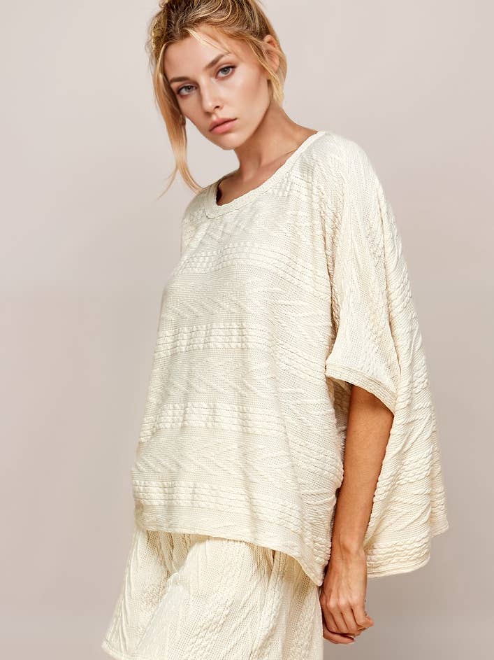 A.gain - Wholesale Knit Top - Women's - 10846SS614 - BOXY FIT HALF SLEEVE ROUND NECK TOP1