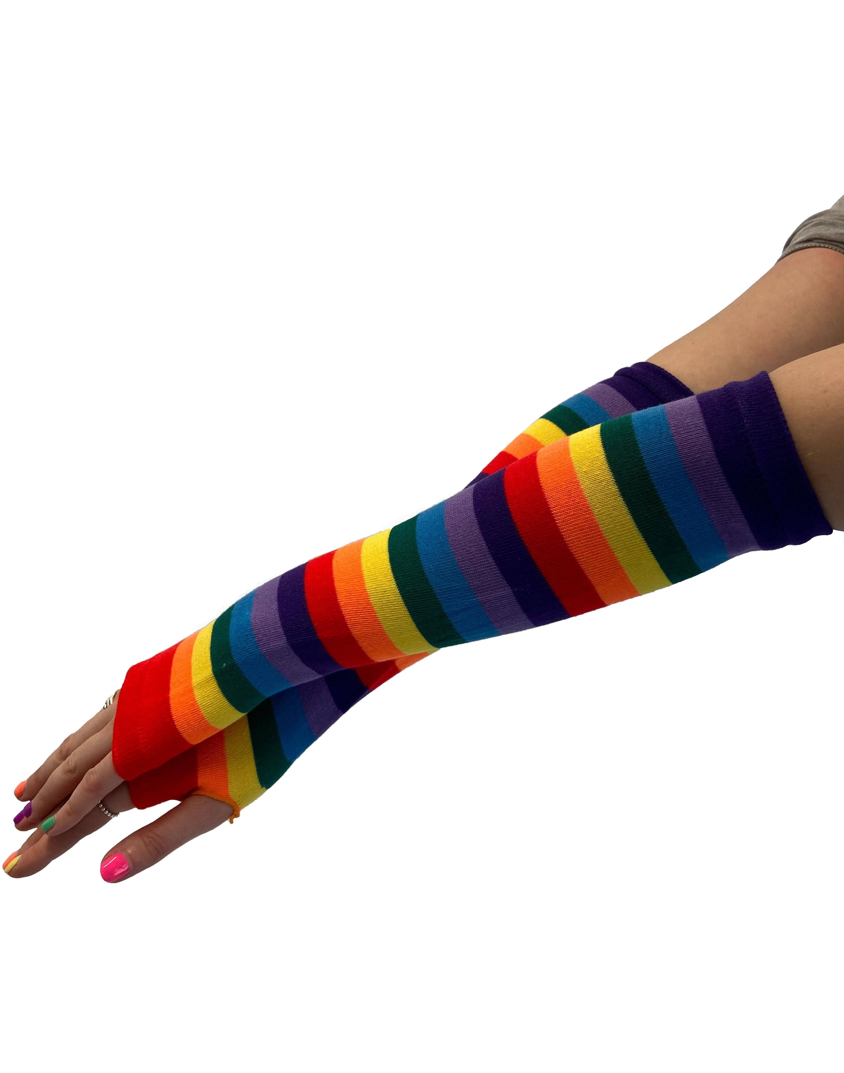 Flerfarvede Rainbow Stripe Fingerløse Handsker for engroshandel på Faire1