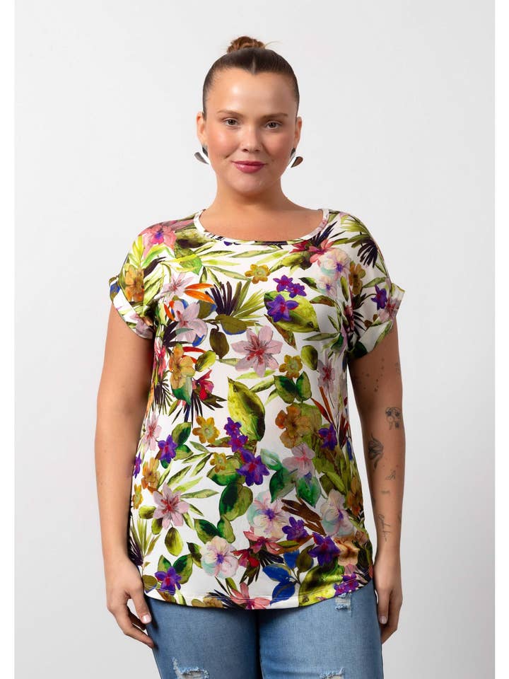 251061 - Tunica in maglia stampata Collezione Primavera Estate Taglie Forti per la vendita all'ingrosso da parte di Teresa Cardoso Oliveira