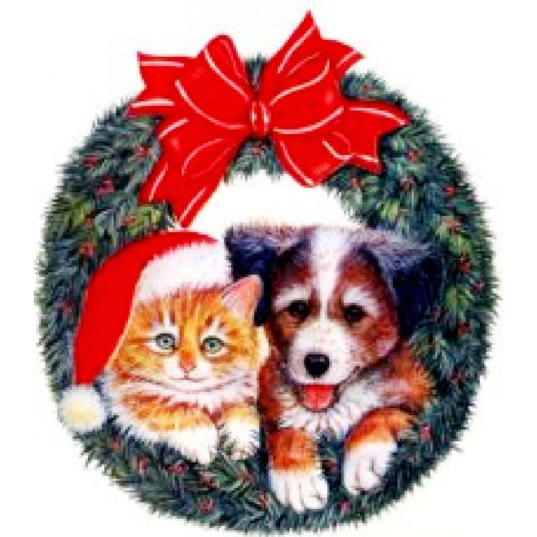 BMS BIZ - Wholesale Ornament - Cat Dog Wreath Christmas Ornament0