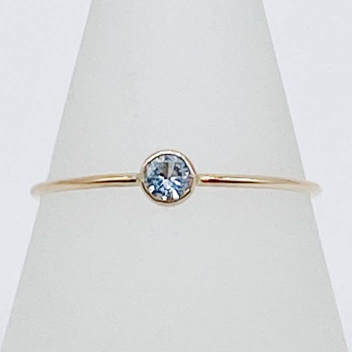 3mm Aquamarine Ring | 14kt Gold Filled Stackable Ring for wholesale by From Brooklyn With Love