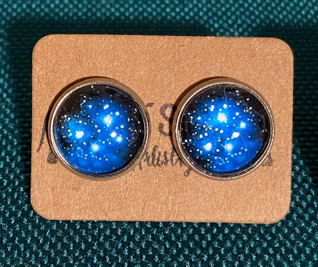SMA Artistry Creations - Wholesale Stud/Post Earrings - 12mm Galaxy design glass cabochon stud earrings4