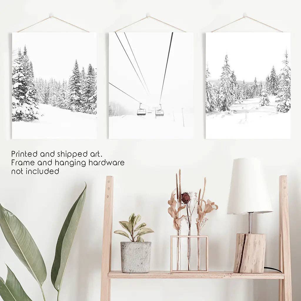 Art Lane - Wholesale Gallery Wall Set - Winter Skiing Black White Wall Art. Ski Lift, Snowy Forest0
