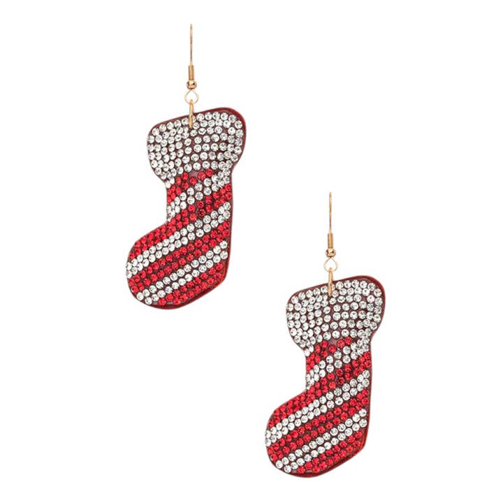 Christmas Stocking Holiday Stone Earrings for wholesale by LA Jewelry Plaza