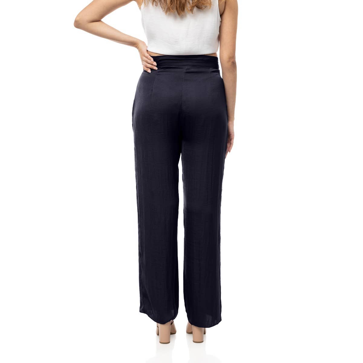 Naked Zebra Rack - Wholesale Pants - Women's - Ruched Waist Satin Pants2