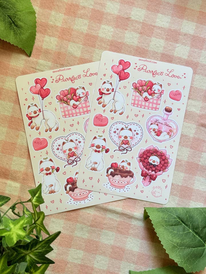 Purrfect love | Sticker sheet for wholesale by AnnaFloof