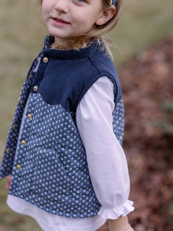 Veste en coton Gretl Bloom/Navy Cord pour la vente par Sun House Children's