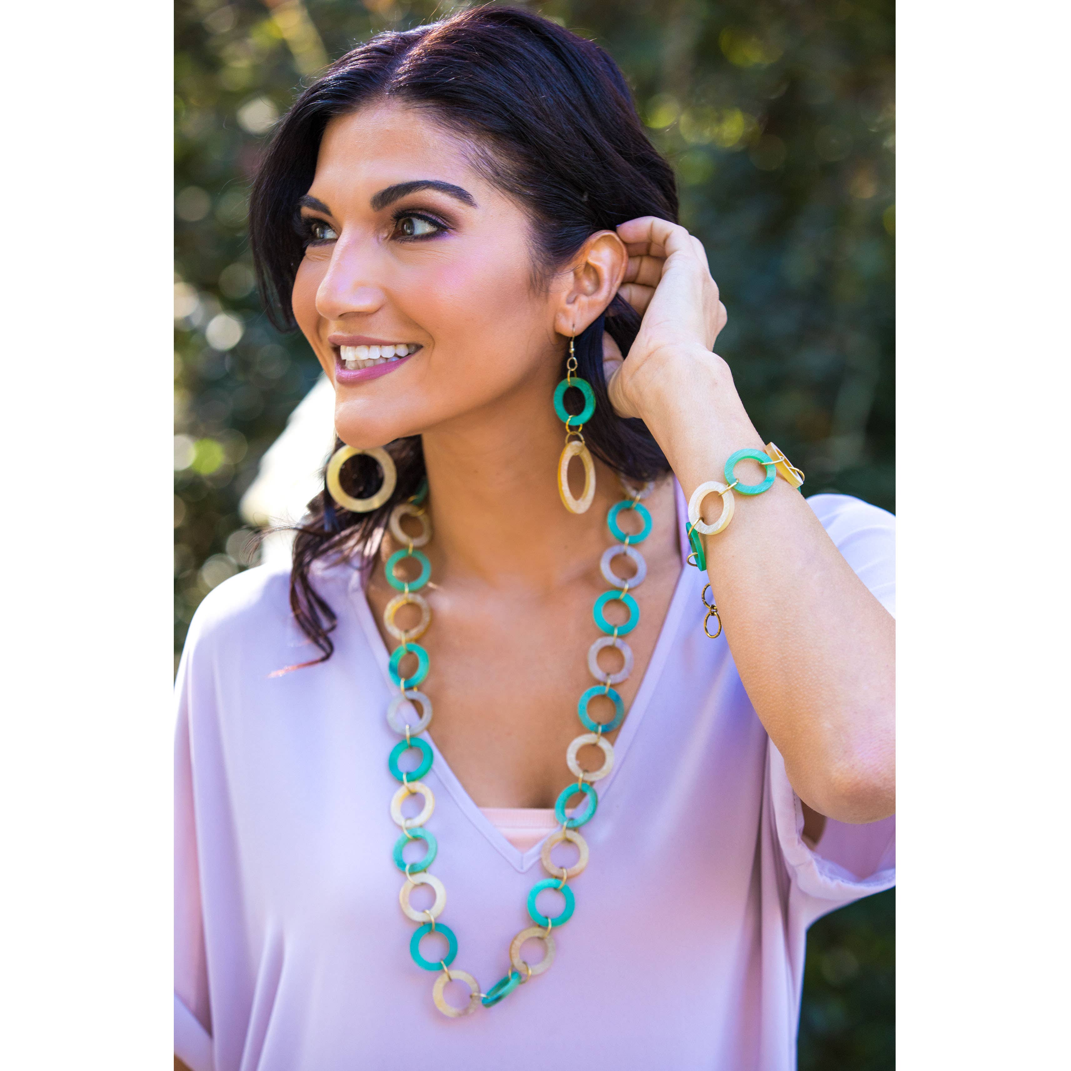 Anju Jewelry - Wholesale Link & Chain Necklace - Pleasing Pastels Collection Necklace - Small Open Rings1