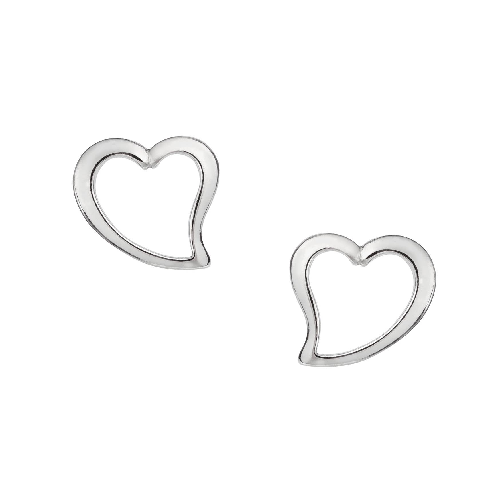 Silver Jewellery Cavern Wholesale - Wholesale Stud/Post Earrings - Large 925 Silver Offset Heart Studs (USA-DDP)