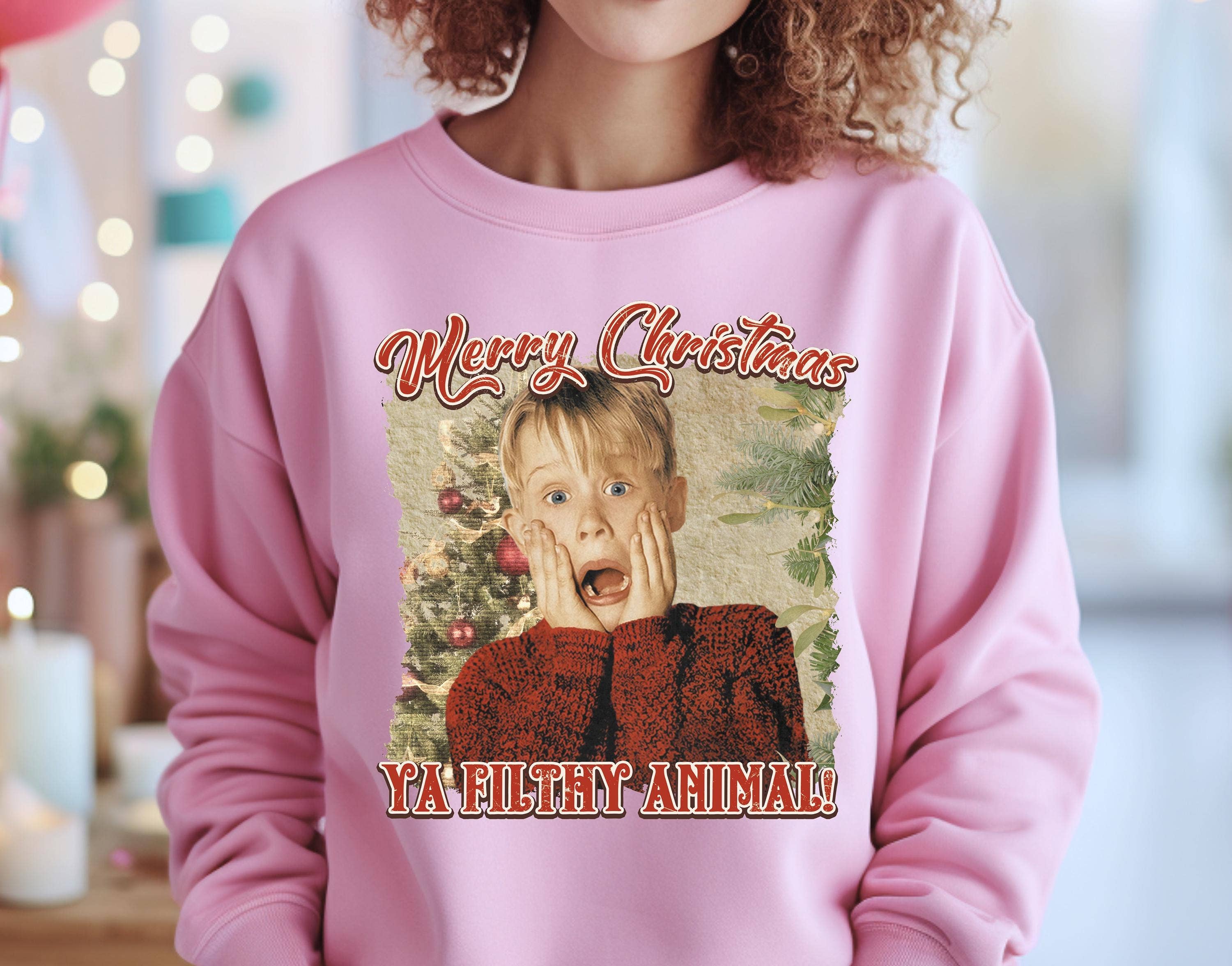TheKingShirt - Wholesale Graphic Sweatshirt - Women's - Merry Christmas Ya Filthy Animal Home Alone Christmas2