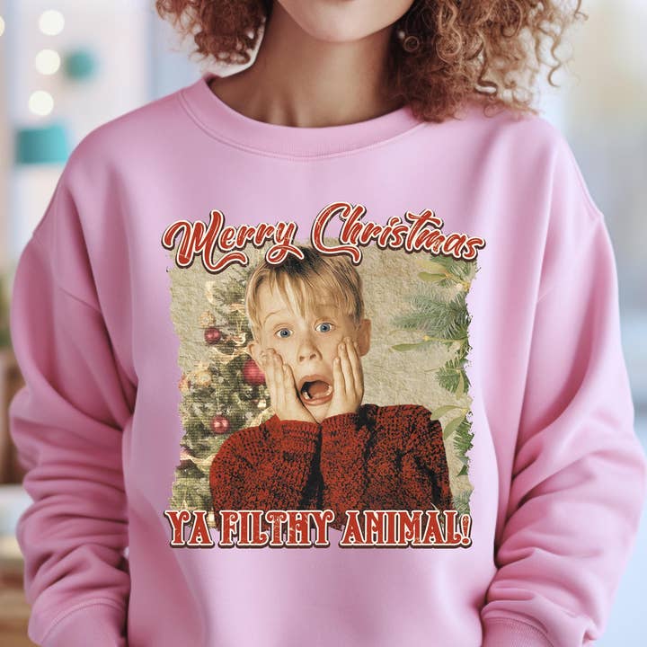 TheKingShirt - Wholesale Graphic Sweatshirt - Women's - Merry Christmas Ya Filthy Animal Home Alone Christmas2