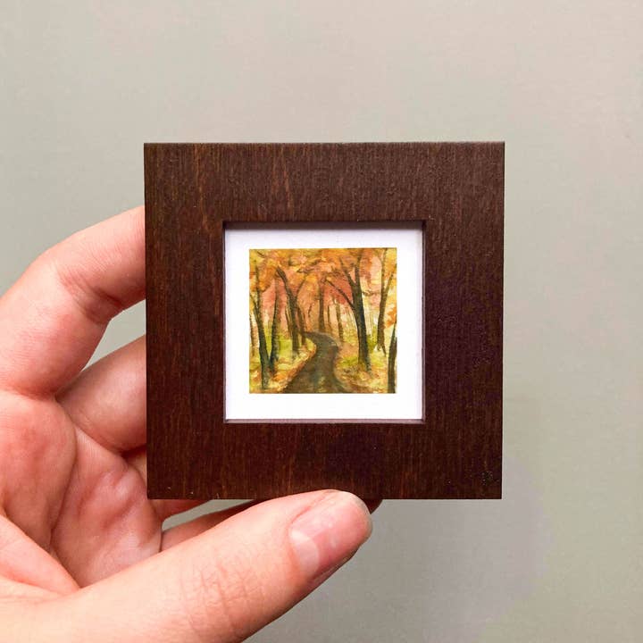Mick's Art Goods - Wholesale Art Print - Mini 1" Autumn Woods Forest Fall Leaves Watercolor Art Print