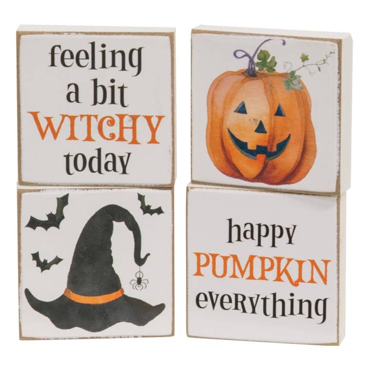 Pumpkin Everything 2" Square Block - 4 Asstd. for wholesale by Col House Designs