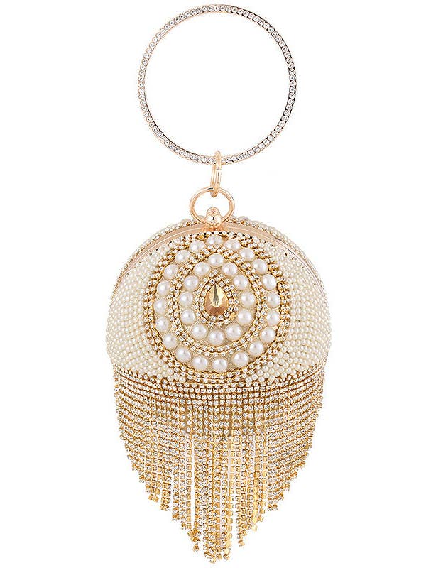 Ball Tassel Rhinestone Pearl Evening Bag HB2535 for wholesale by Ole