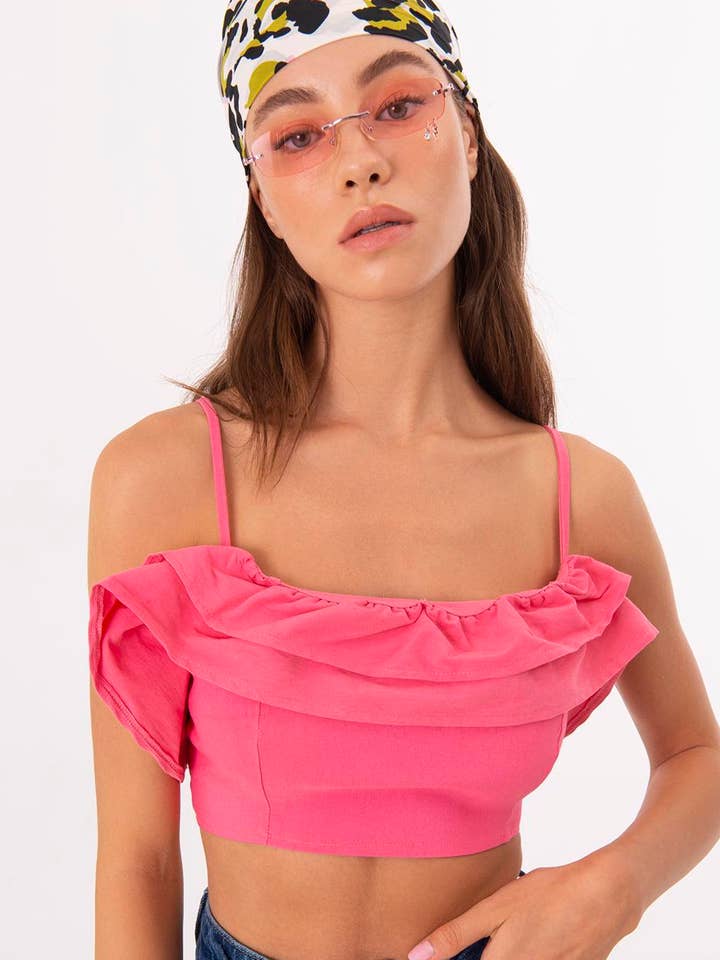 16415-Flounce Cami Top - Fushia for wholesale by BSL