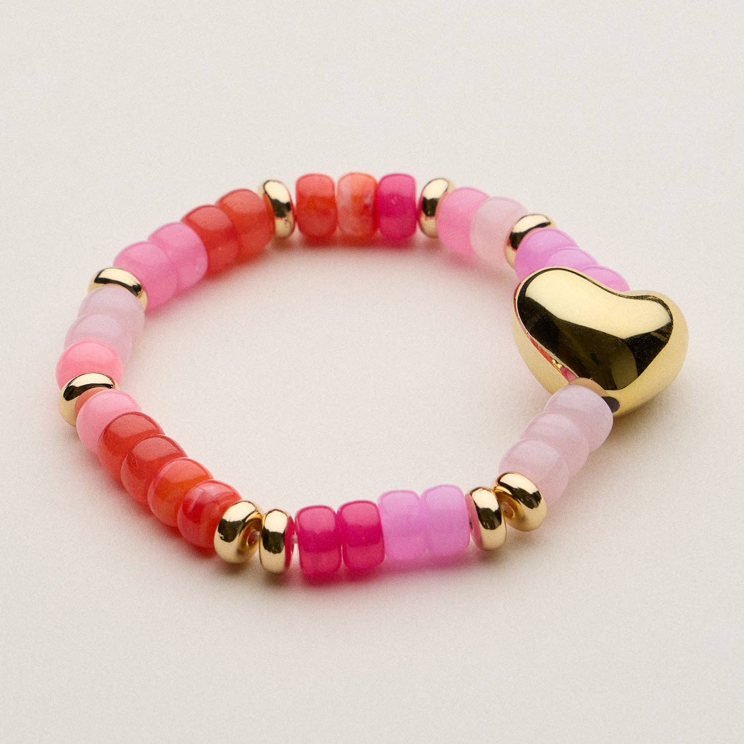 Frem - Wholesale Beaded Bracelet - Glass Bead Bracelet with Gold Heart Accent2