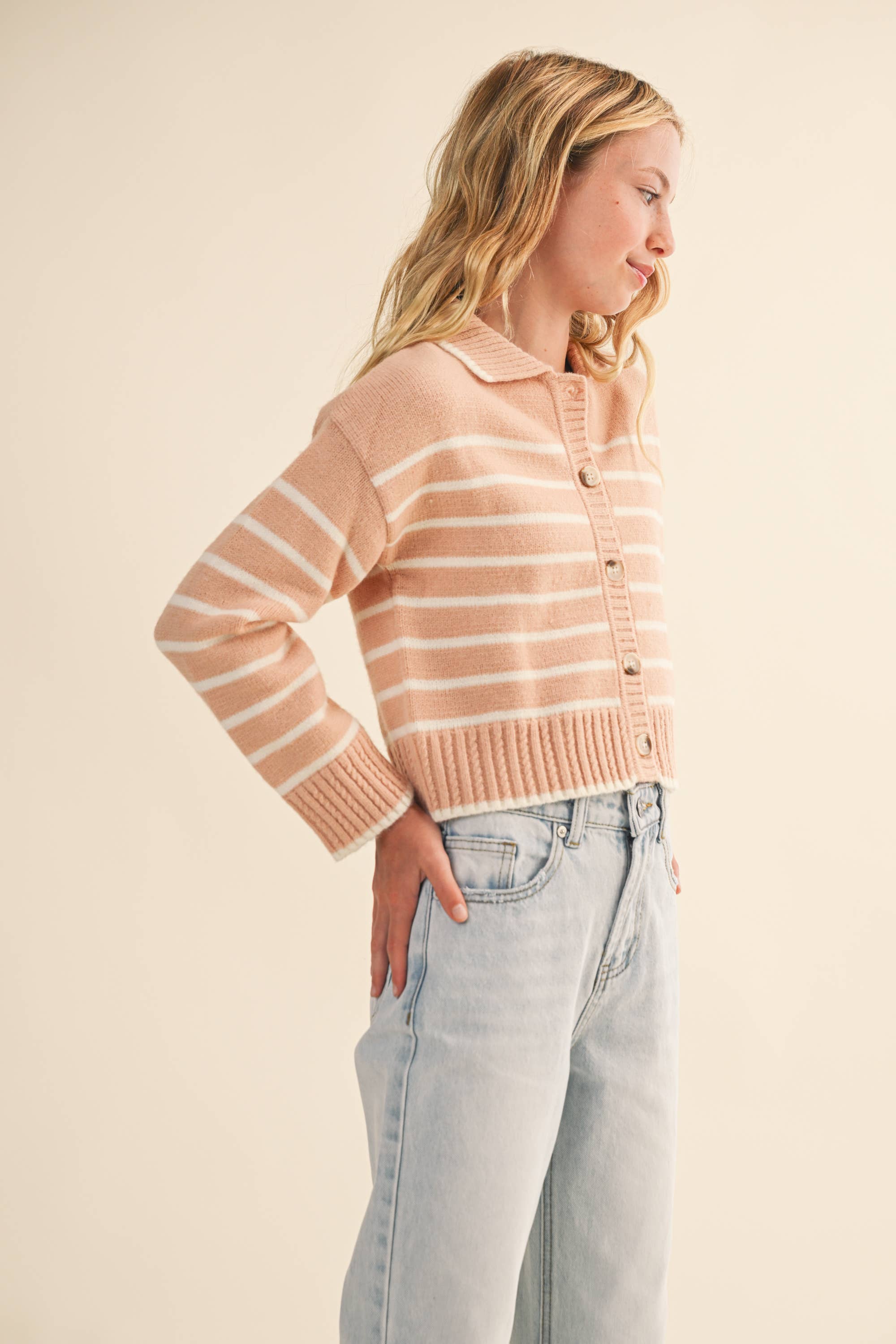 heart and arrow - Wholesale Cardigan - Kids - TWEEN KIDS GIRLS BUTTON UP COLLAR CARDIGAN (7-14)5