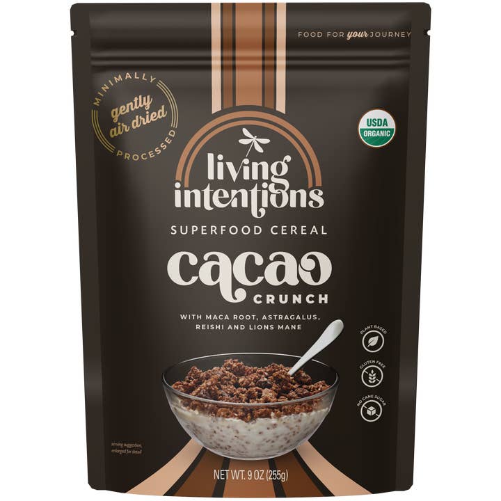 Living Intentions - Wholesale Breakfast Cereal - 9oz Superfood Cereal - Cacao Crunch