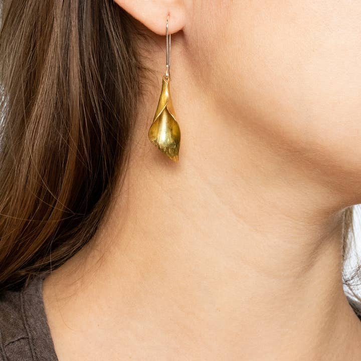 DMG Designs - Wholesale Dangle Earrings - Calla Lily Dangle Earrings | Natural Brass3