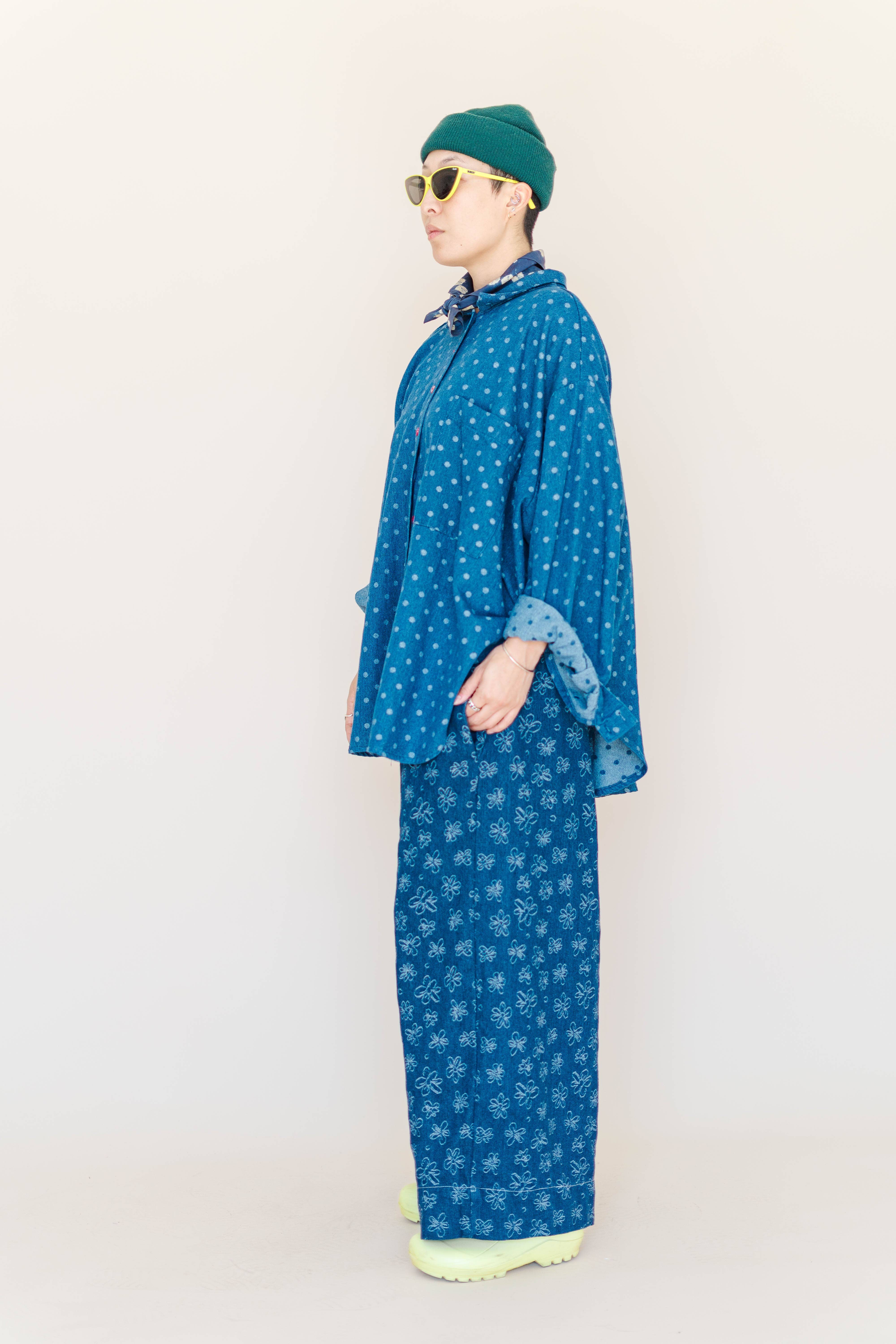 Nettle Studios - Wholesale Button Down Shirt - Women's - Size Inclusive Plus Size Polka Dot Denim Button Up Shirt9