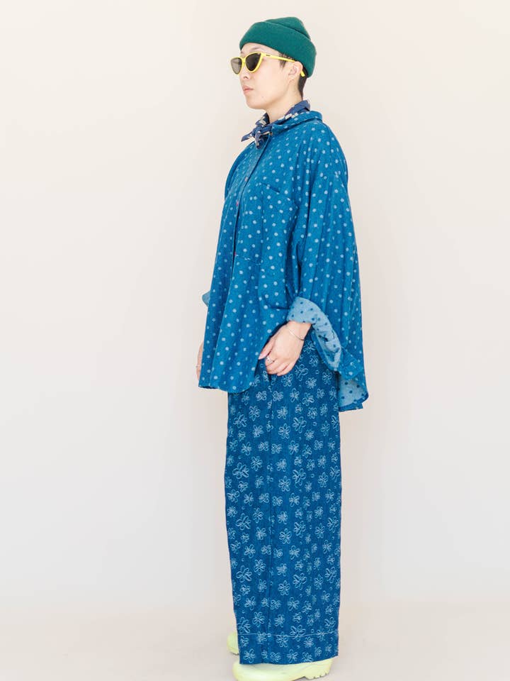 Nettle Studios - Wholesale Button Down Shirt - Women's - Size Inclusive Plus Size Polka Dot Denim Button Up Shirt9