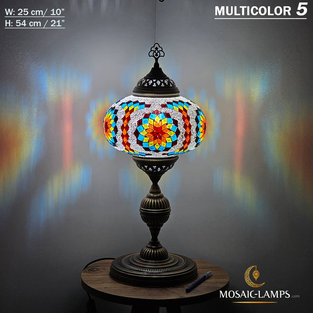 Mosaic Lamps - Wholesale Accent/Desk Lamp - 10+ Colors - Turkish Mosaic X Large Globe Table Lamp, Marrak42