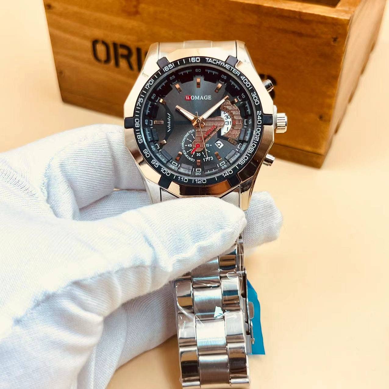 WoodWristCo - Wholesale Polshorloge - Heren - Stalen Business Calendar Sport Quartz herenhorloge met grote wijzerplaat3