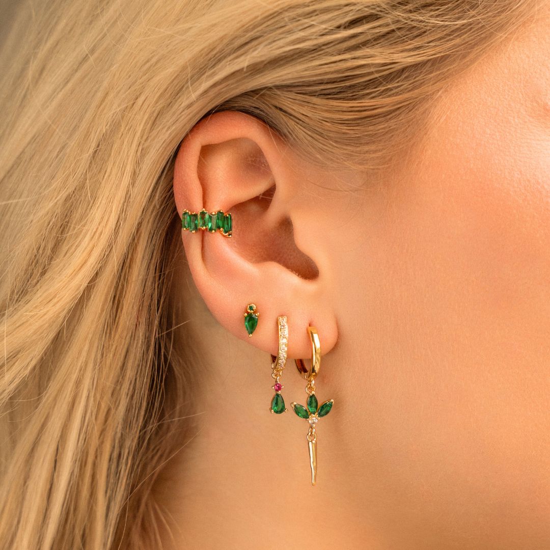 Gold Alissa green earrings for wholesale on Faire1