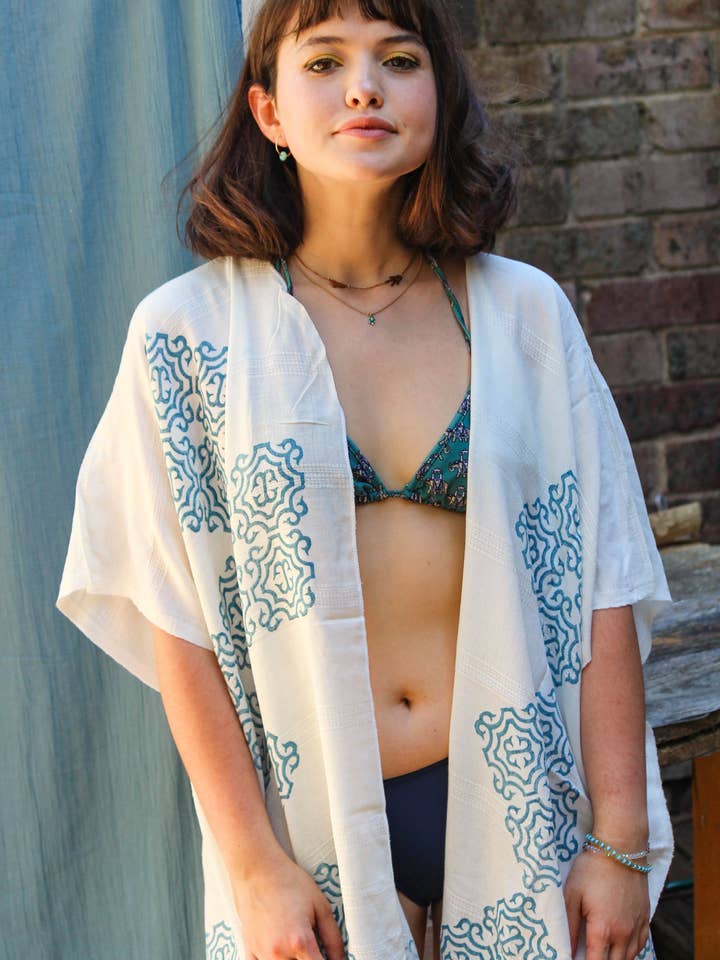 Bohemian Cotton Kimono Robe/Cardigan for wholesale by Anakiz Organic