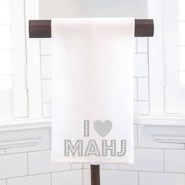 I Love Mahj Gray Party Flour Sack Tea Towel – Hostess Gift- Preppy for wholesale by Moman Sales, Inc.