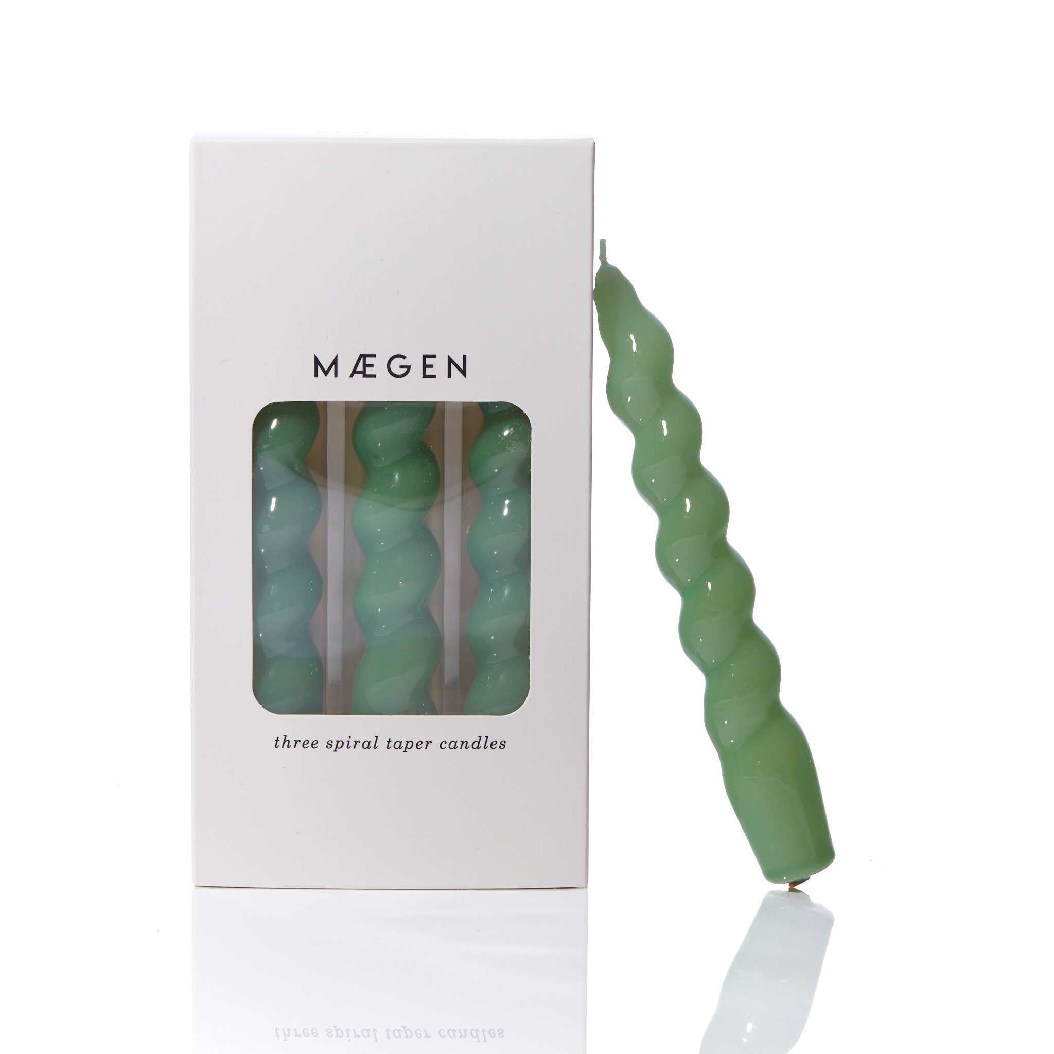 MÆGEN - Wholesale Tapered Candle/Candlestick - MÆGEN Spiral Taper Candles - 3 Pack - Sage
