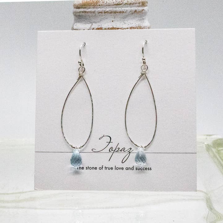 Blautopas Linden-Silberohrringe für den Großhandel von Susan Roberts Jewelry