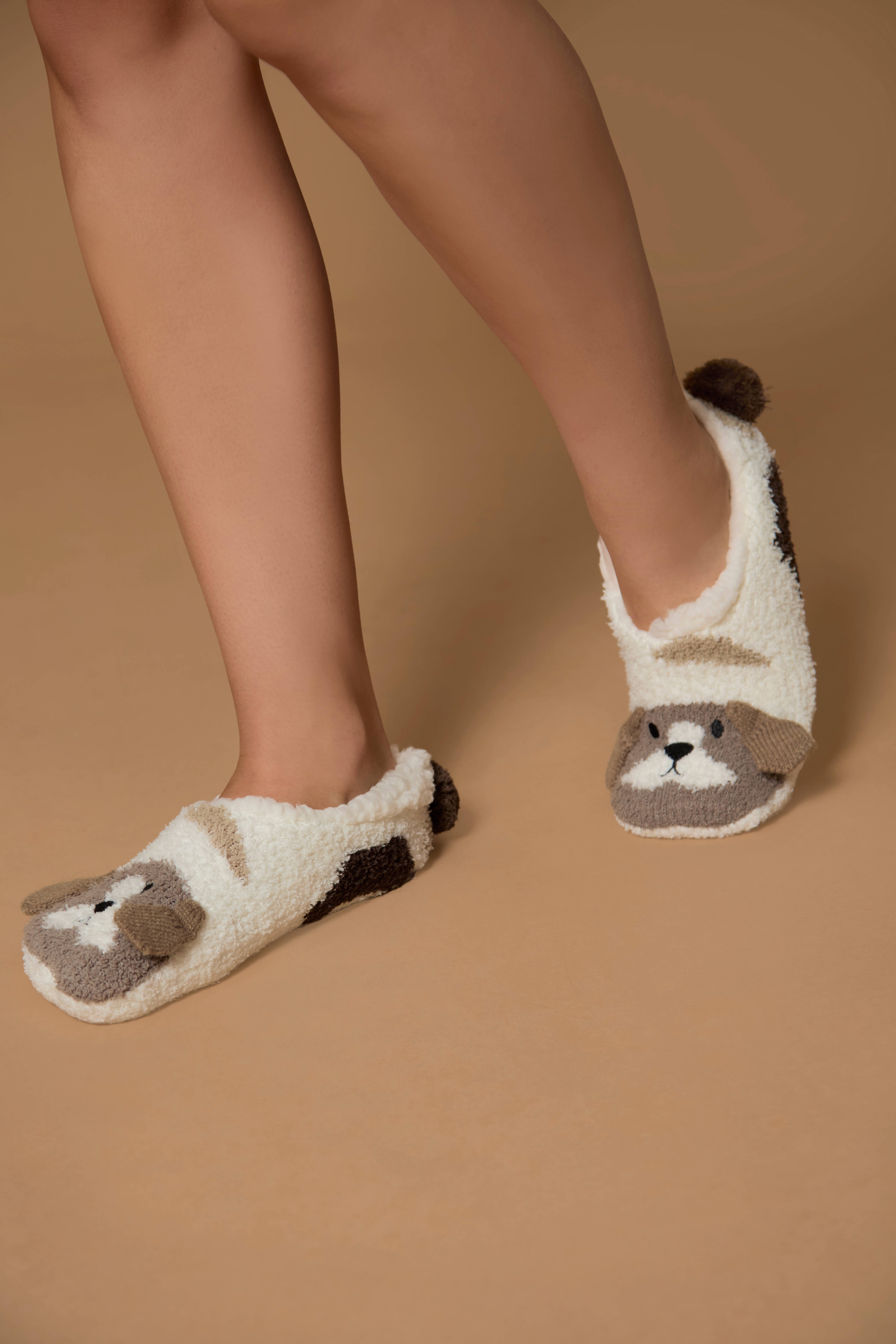 Elfenben Kvinders hvalp forskønnet Plys foret hjemmesko for engroshandel på Faire4