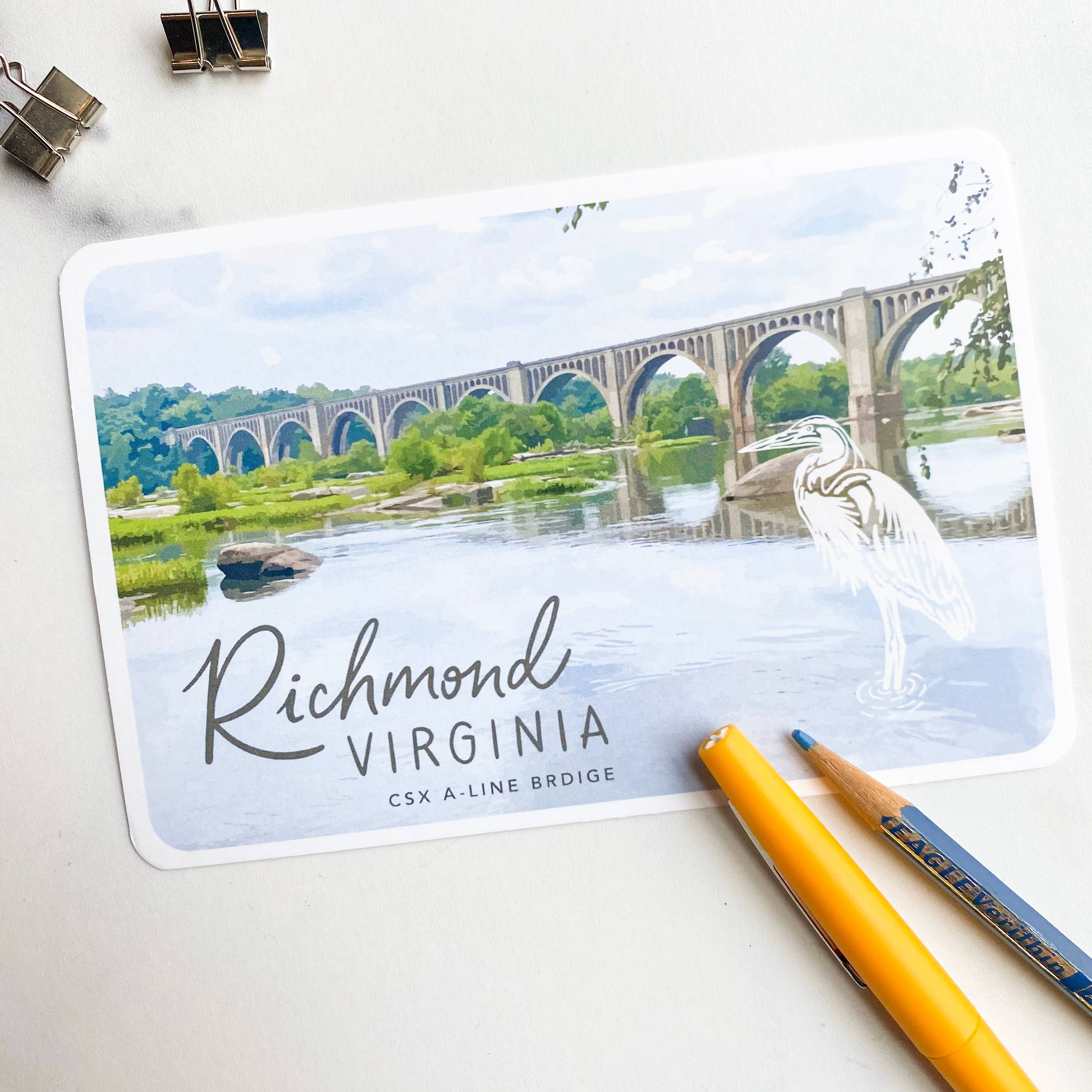 Billie Claire Illustration (Handmade) - Wholesale Postcard - Postcard - Richmond, Virginia - CSX A-Line Bridge2