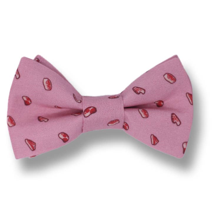 Noeud papillon rose d'été avec motif steaks pour la vente par Le Noeud