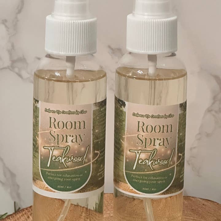 Embrace Nu creations by Char - Venta al por mayor Espráis para interior y ropa de cama - Teakwood - Spray desinfectante para habitaciones/ropa de cama de 4 oz