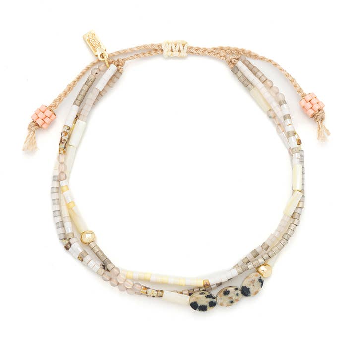 Scout Curated Wears - Wholesale Beaded Bracelet - Mixed Media Bracelet - Joy/Dalmatian Jasper/Gold1