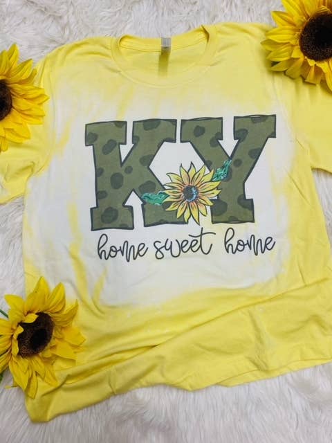 KY Kentucky Home Sweet Home Camiseta de girasol blanqueada para venta al por mayor de Neat Creations