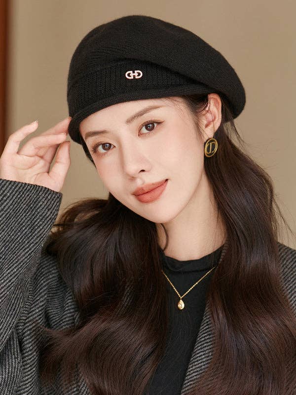 StyleGalX - Vente Béret – femme - Chapeaux tricotés avec béret plissé5