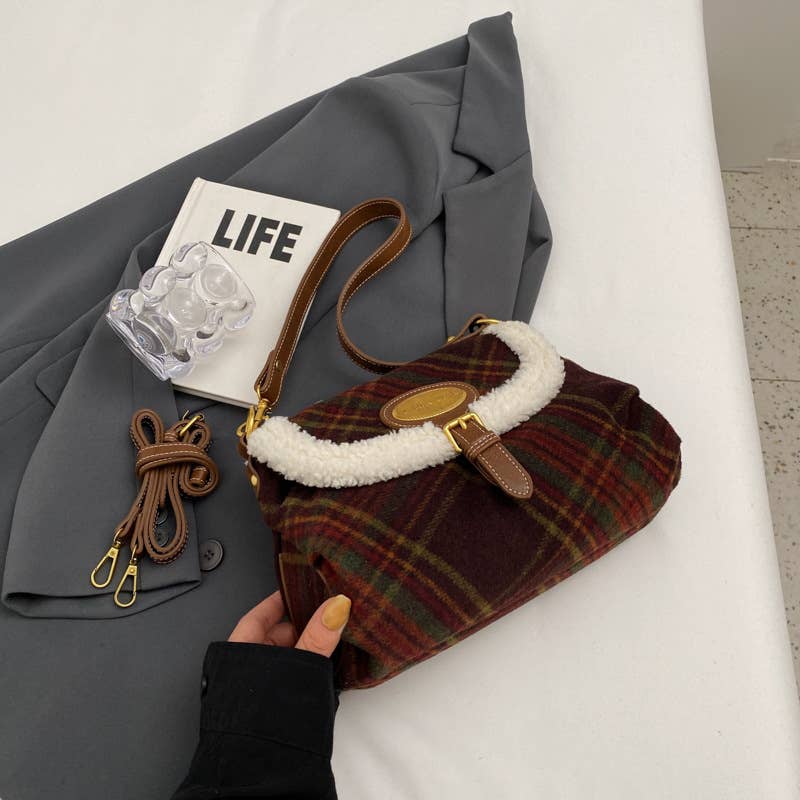 MKS America - Wholesale Crossbody Bag - Women's - Christmas tweed plush crossbody bag2