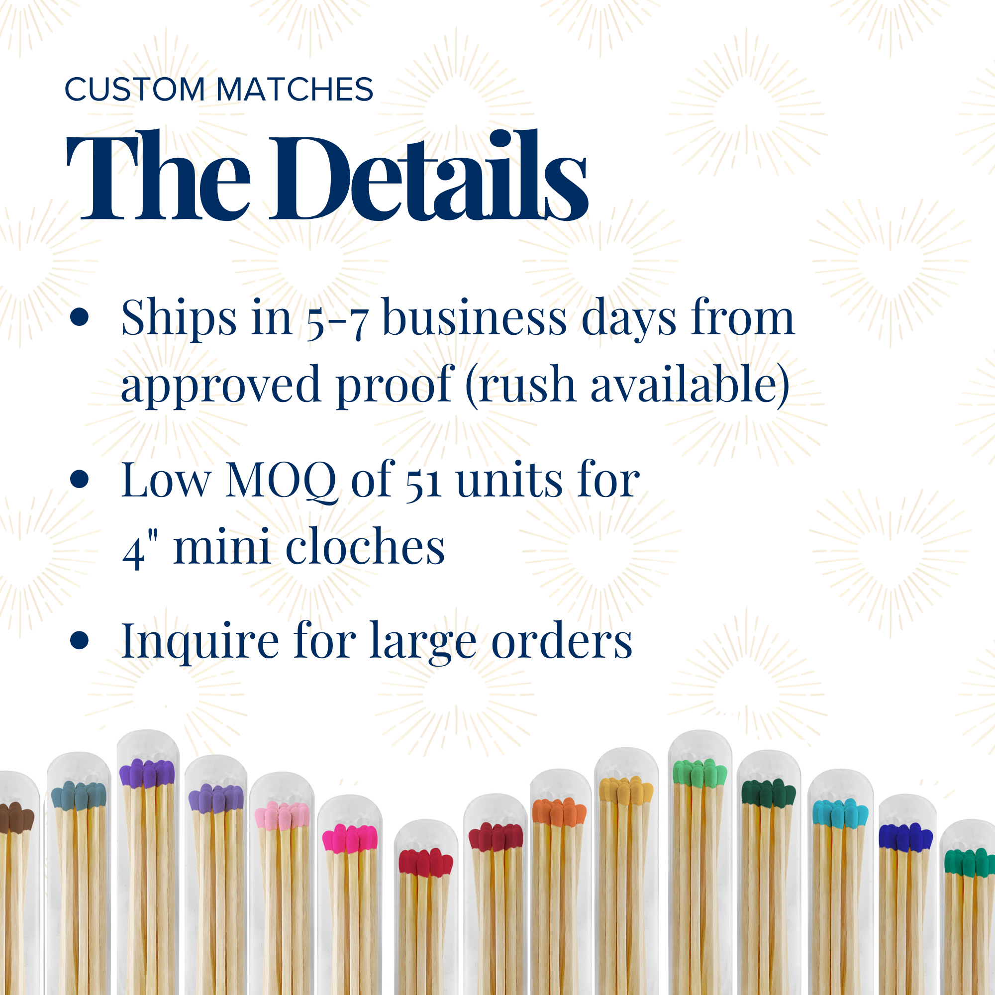 Thankful Greetings - Wholesale Matches - Custom Branded - 4" Matches in Mini Cloche Jar30