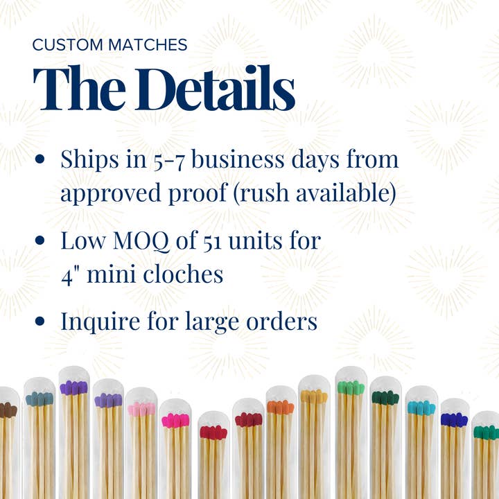 Thankful Greetings - Wholesale Matches - Custom Branded - 4" Matches in Mini Cloche Jar30