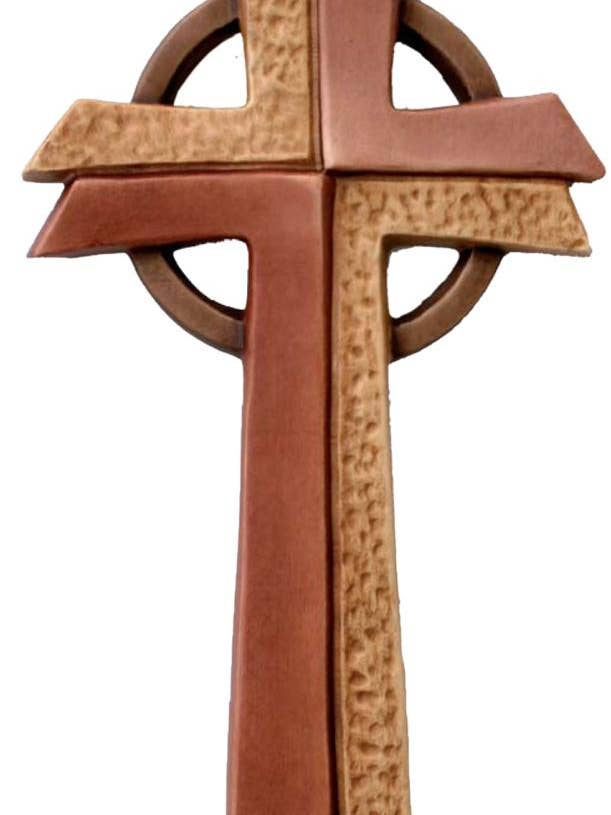 Maple and Olive Wood Cross with Circle, Artistic Sculpture Val Gardena for wholesale by Dolfi