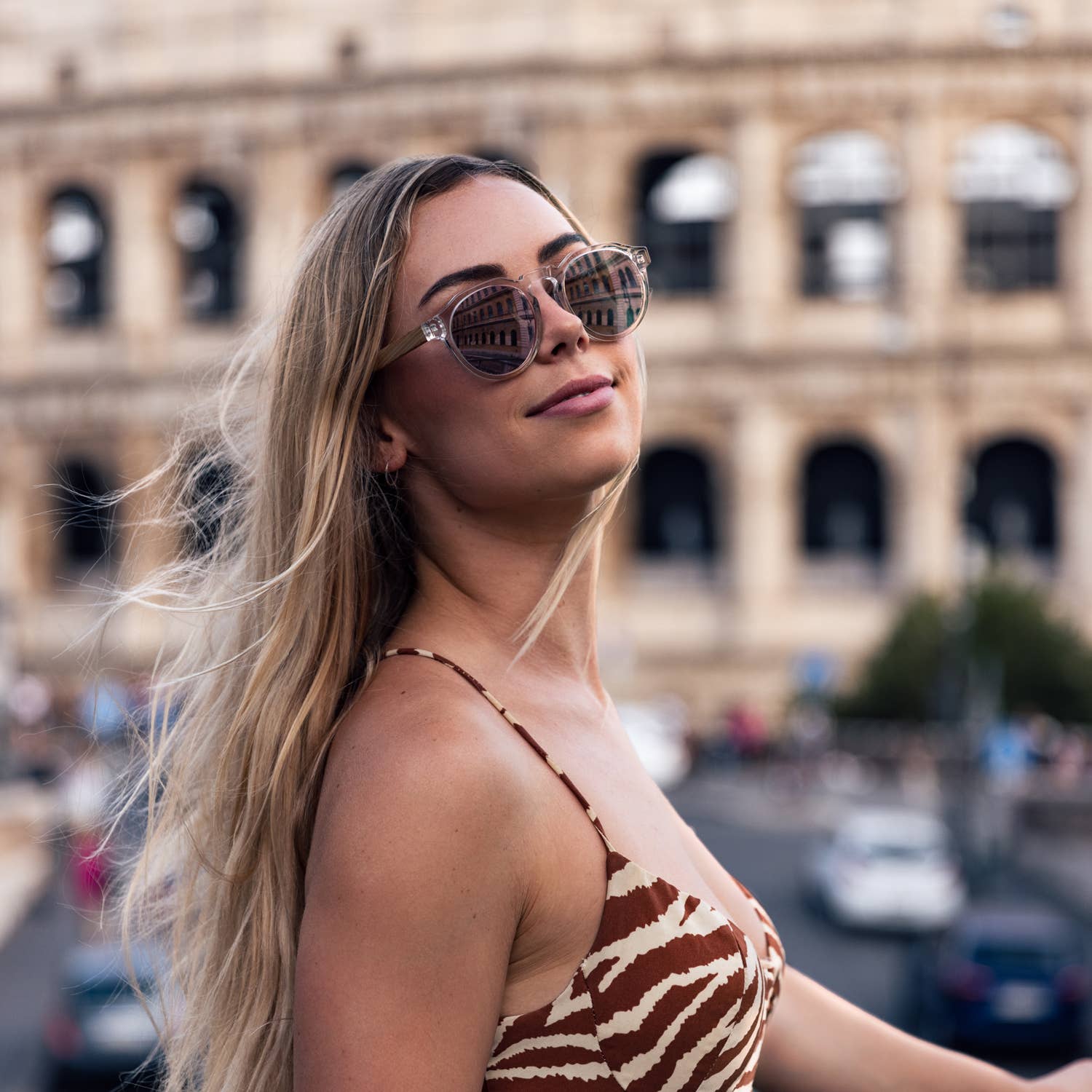 GOWOOD - Vendita all'ingrosso Occhiali da sole - Donna - Occhiali da sole in bambù Panto con montatura trasparente Lenti a specchio7