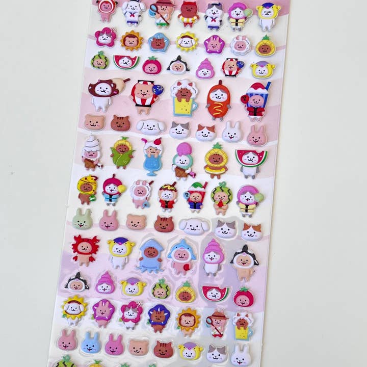 BCmini - Wholesale Sticker - 11024 Tiny Animal Puffy Assorted Stickers-1218